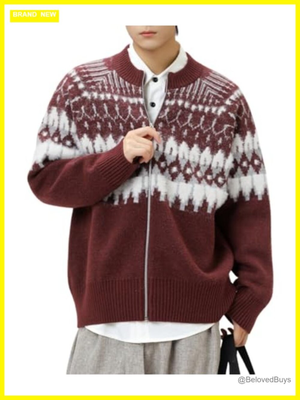 POHADON Vintage Chunky Knit Cardigan Sweater Men Women Fall Winter Trendy